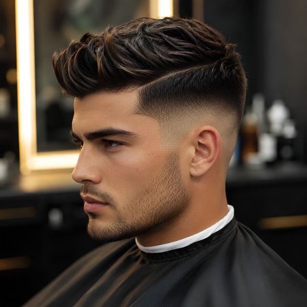 Athletic Burst Fade Side Part