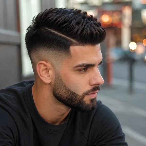 Beard Blend Burst Fade Hard Part