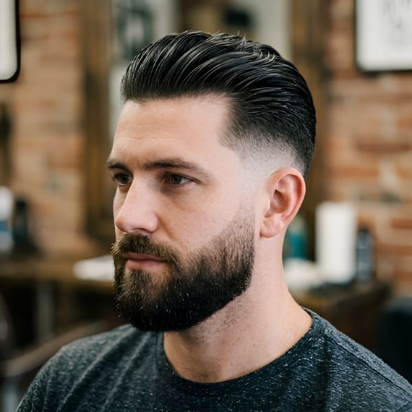 Beard Blend Burst Fade Slick Back