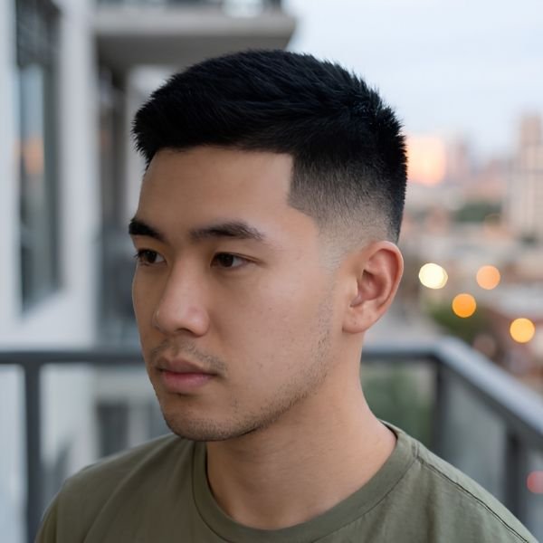 Burst Fade Crew Cut for Thick Hair