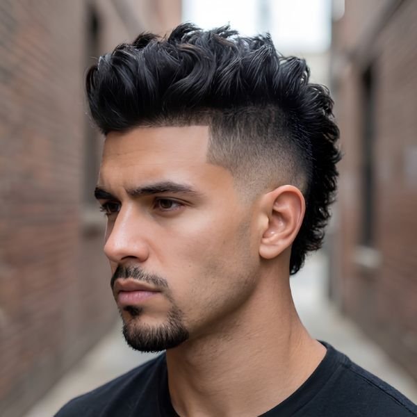 Burst Fade Mohawk for Thick Hair
