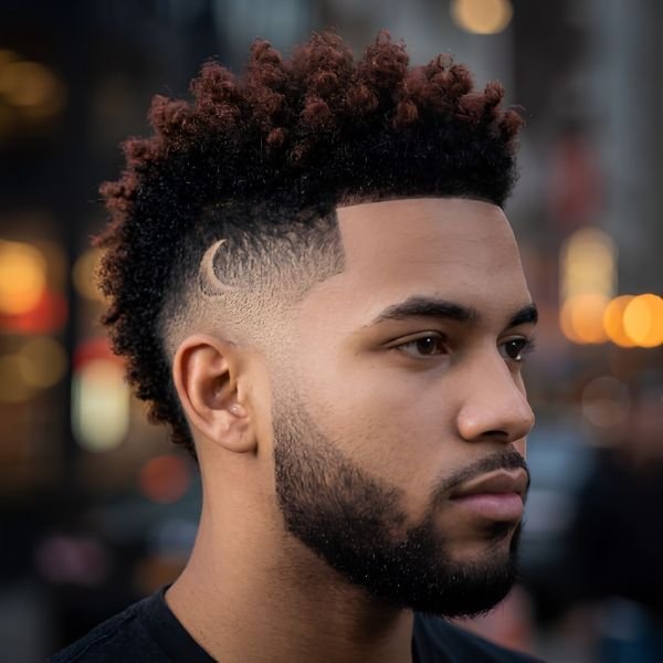 Burst Fade Mohawk with Line Up