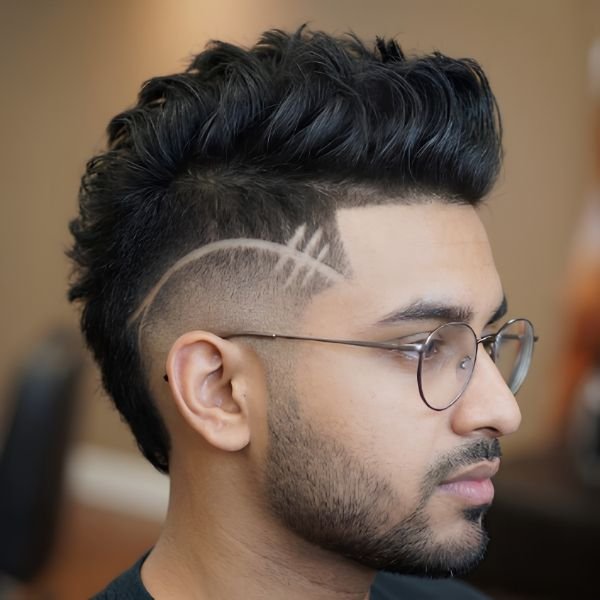 Burst Fade Mohawk with Razor Design