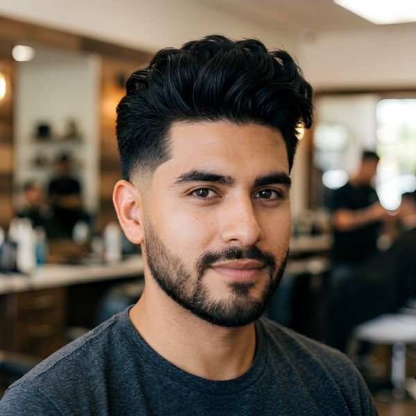 Burst Fade Quiff for Thick Hair