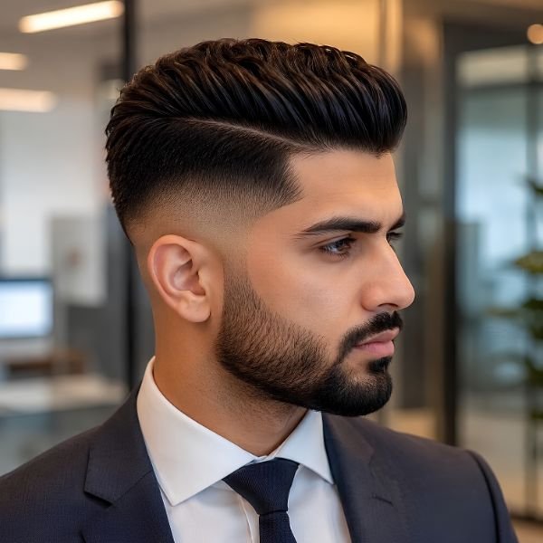 Business Professional Burst Fade Side Part