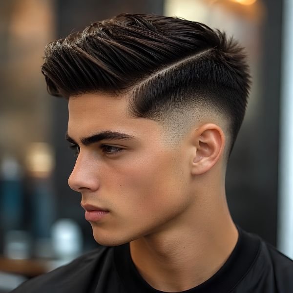 Classic Burst Fade Side Part