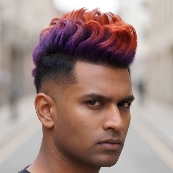 Colored Burst Fade Mohawk