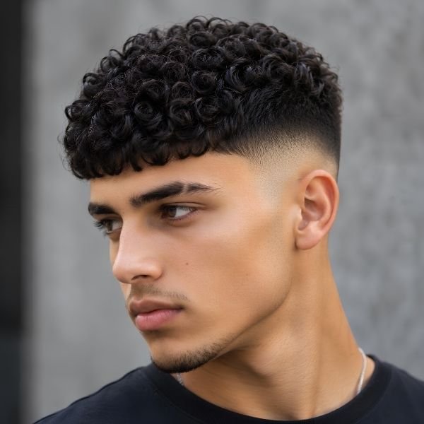 French Crop Curly Fade Haircut