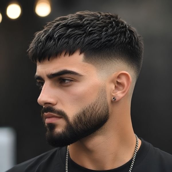 French Crop Fade with Beard Haircut