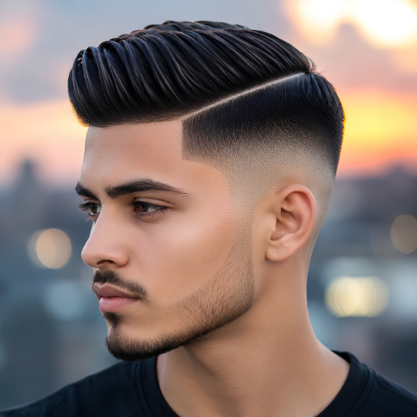 Hard Part Burst Fade Comb Over