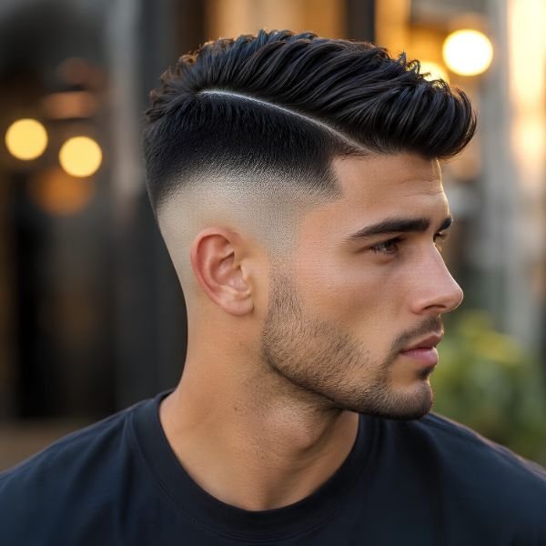 High Burst Fade Side Part
