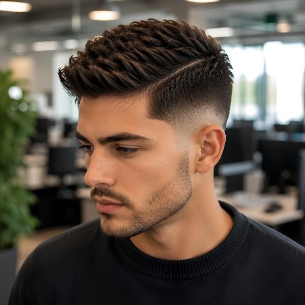 Ivy League Burst Fade Side Part