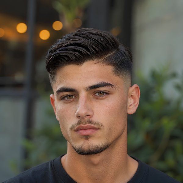 Mid Burst Fade Comb Over