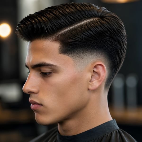 Mid Burst Fade Side Part