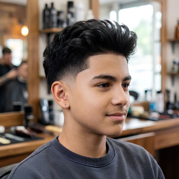 Mid Burst Fade for Thick Hair