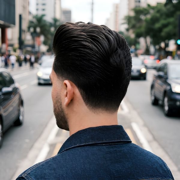 Pompadour Slick Back Burst Fade
