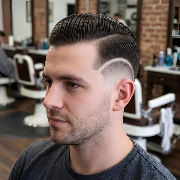 Razor Line Burst Fade Slick Back