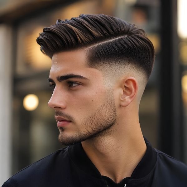 Side Part Comb Over Burst Fade