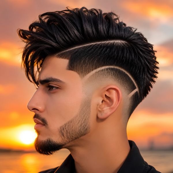 Side-Swept Burst Fade Side Part