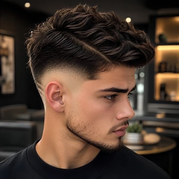 Textured Burst Fade Side Part