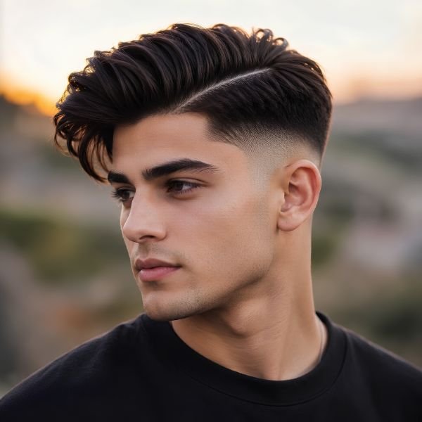 Thick Hair Burst Fade Side Part