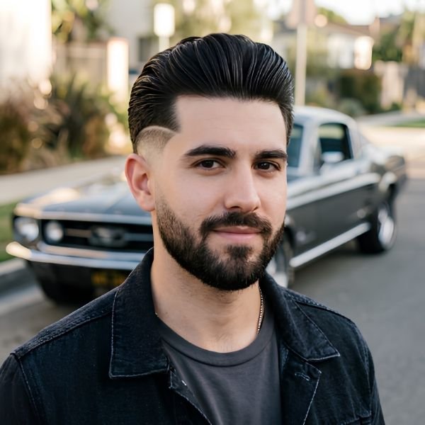 Thick Hair Slick Back Burst Fade