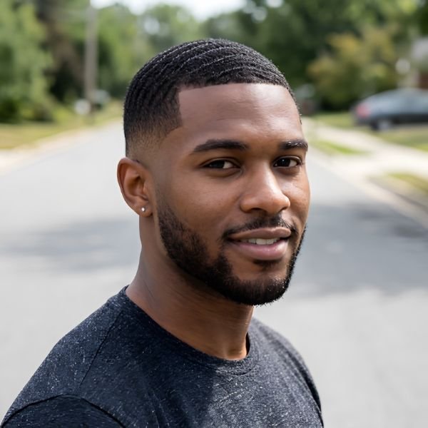 Wavy Burst Fade Crew Cut