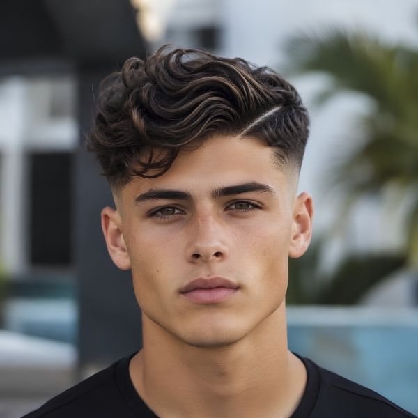 Wavy Burst Fade Side Part