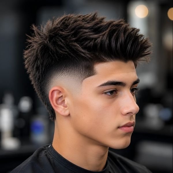 Burst Fade with Brush Up Hair
