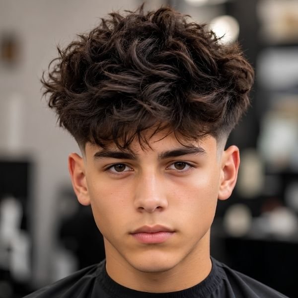 Burst Fade with Fluffy Hair