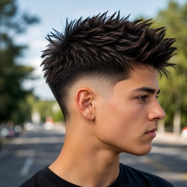 Burst Fade with Spiky Hair