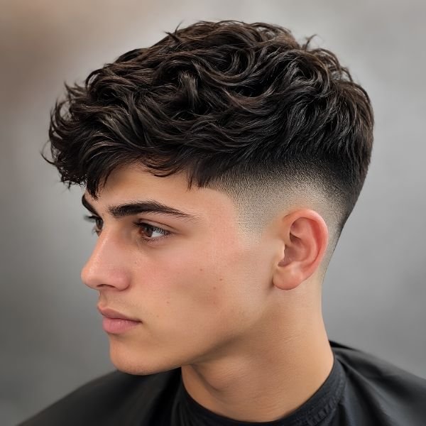 Classic Wavy Hair Burst Fade