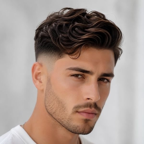 Comb-Over Wavy Burst Fade