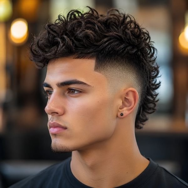 Curly Burst Fade Faux Hawk