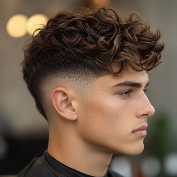 High Burst Fade with Wavy Top