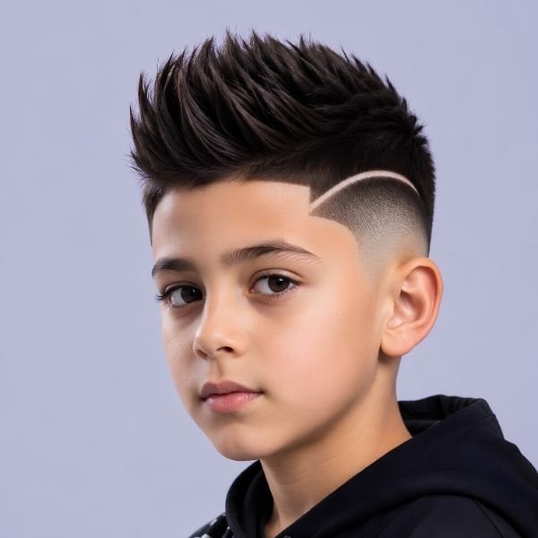 Kids Burst Fade with Curved Line Design 