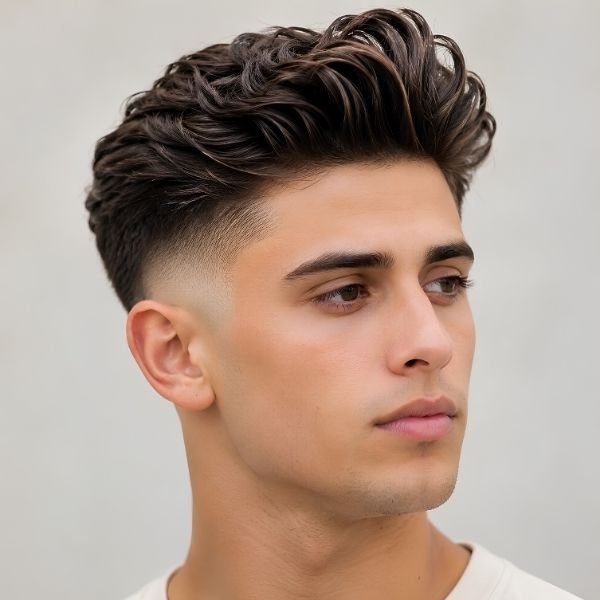 Modern Pompadour Wavy Burst Fade