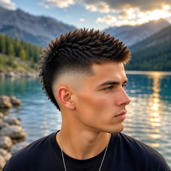 Short Faux Hawk Burst Fade