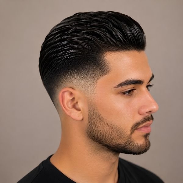 Slick Back Low Burst Fade