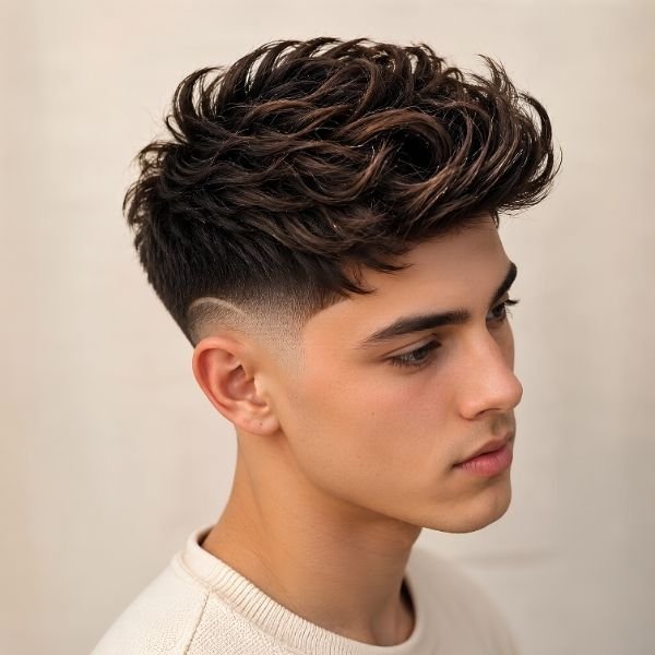 Textured Quiff Wavy Burst Fade