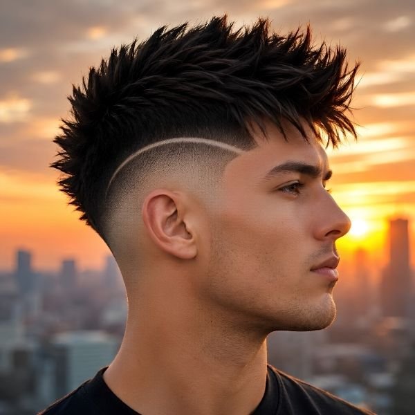 Thick Hair Burst Fade Faux Hawk