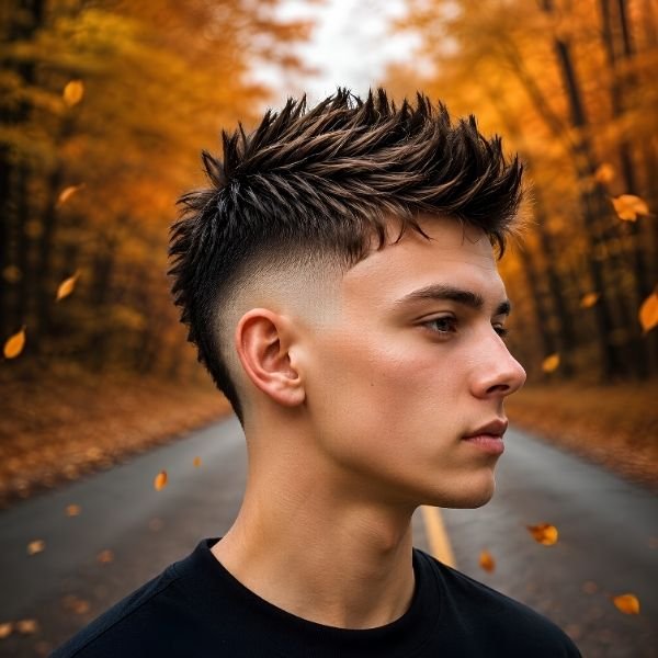 Thin Hair Burst Fade Faux Hawk