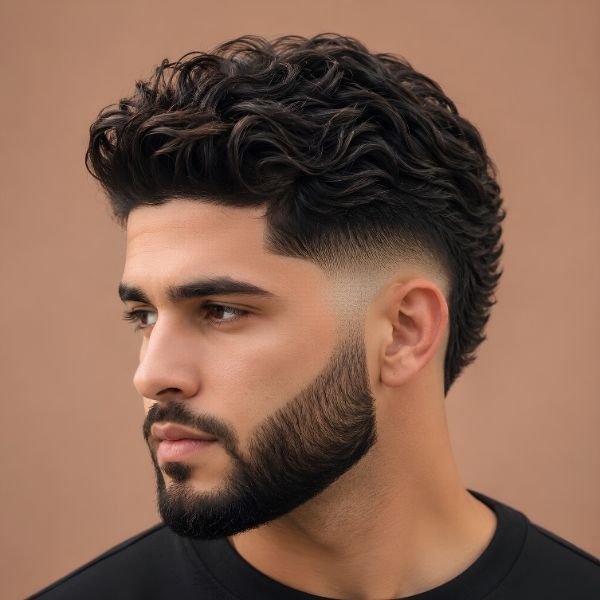 Wavy Burst Fade with Beard