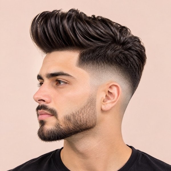 Mid Burst Fade Pompadour